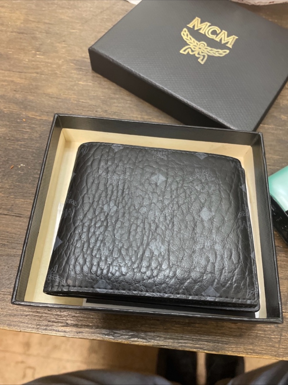 MCM Black Pebbled Leather Bi-Fold Wallet